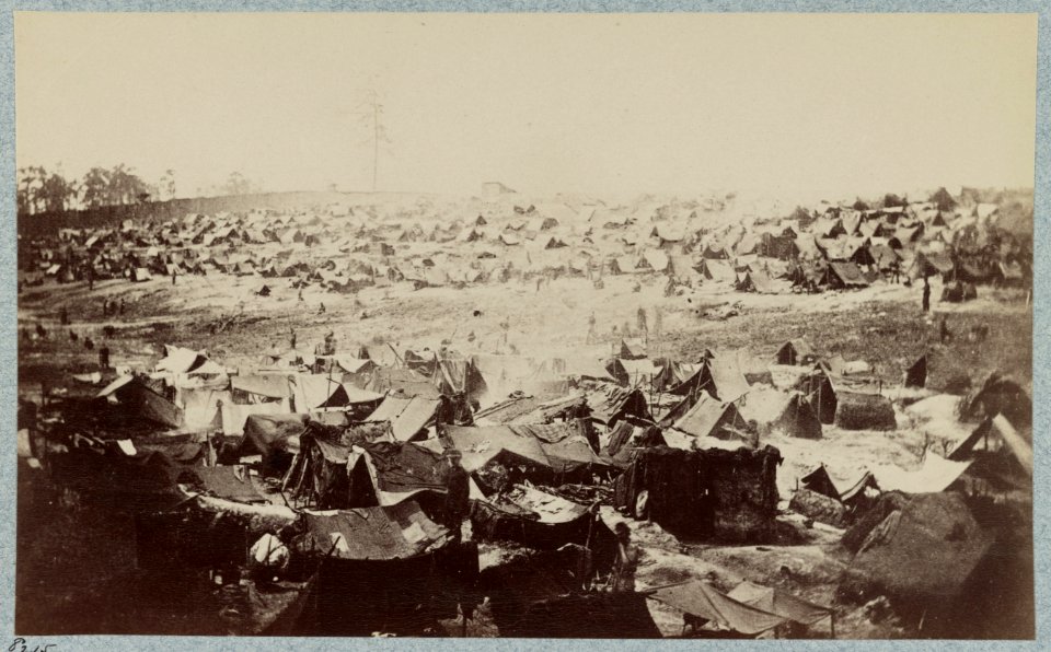 Andersonville Prison, Ga., August 17, 1864. North-west view of stockade LCCN2013645521