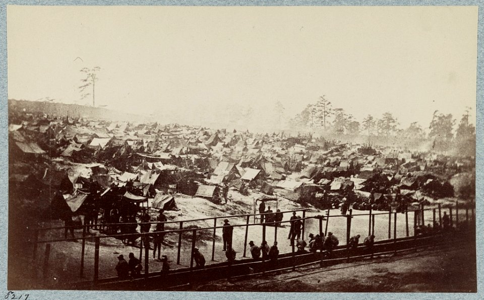 Andersonville Prison, Ga., August 17, 1864. South east view of stockade LCCN2013645523