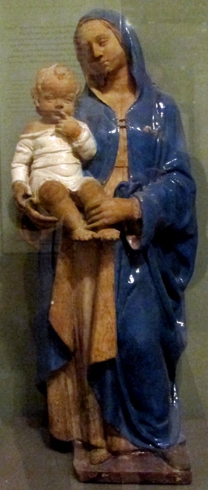 Andrea dlela robbia (attr.), madonna col bambino in braccio, 1510 ca.