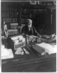 Andrew Carnegie, 1835-1919, half-length portrait, seated at desk, facing right LCCN2005687506
