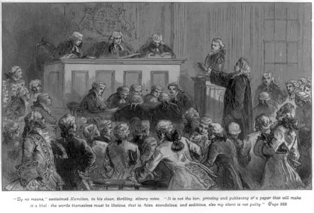 Andrew Hamilton defending John Peter Zenger in court, 1734-5 LCCN2006687175