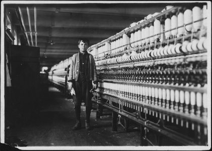 Andrew Stefanik, a bobbin boy, works as spare boy. Chicopee, Mass. - NARA - 523487