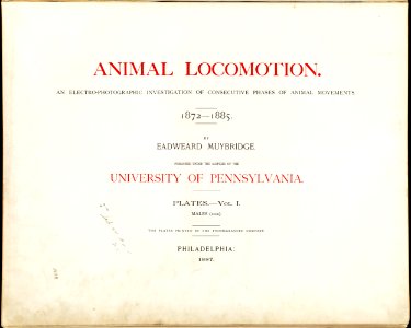 Animal Locomotion I Title page (Boston Public Library)