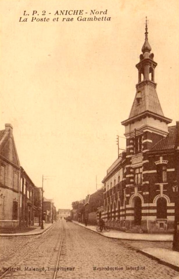 Aniche - La Poste et rue Gambetta