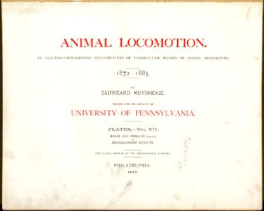 Animal Locomotion VII Title page (Boston Public Library)