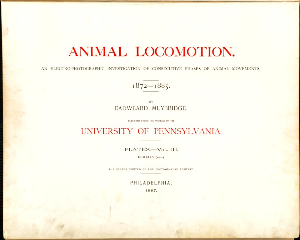 Animal Locomotion III Title page (Boston Public Library)