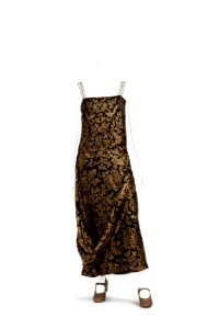 Ankellång aftonklänning, rak modell med axelband av glaspärlor och strass - Hallwylska museet - 89257 photo