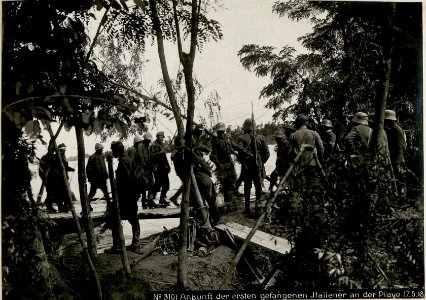 Ankunff der ersten gefangenen Italiener an der Piave 17.6.18. (BildID 15621386)