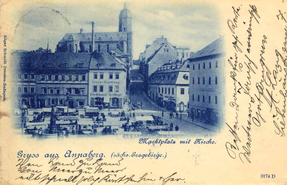 Annaberg-Buchholz, Sachsen - Marktplatz mit Kirche (Zeno Ansichtskarten)
