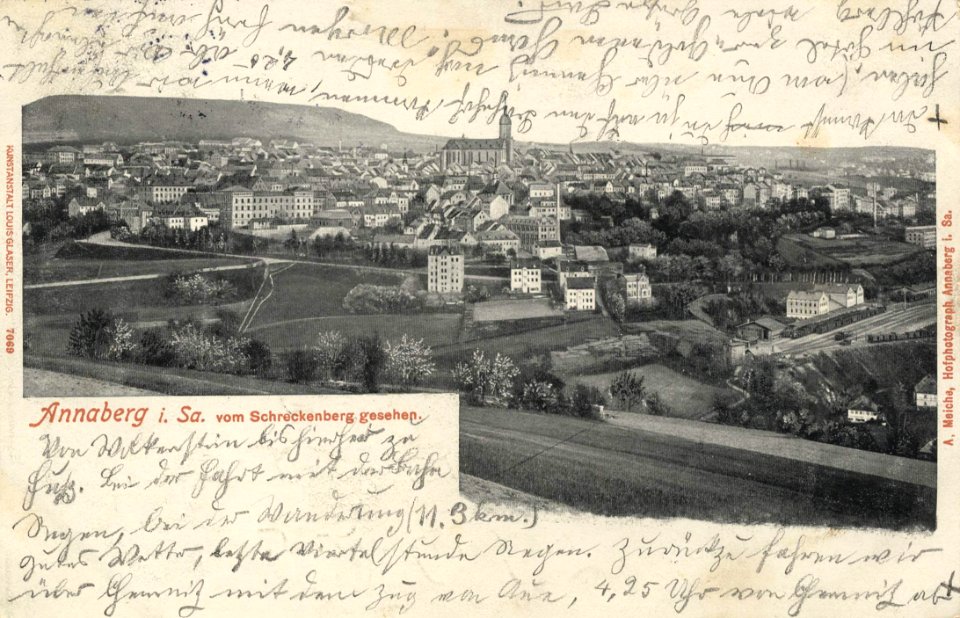 Annaberg-Buchholz, Sachsen - Stadtansicht vom Schreckenberg (2) (Zeno Ansichtskarten)