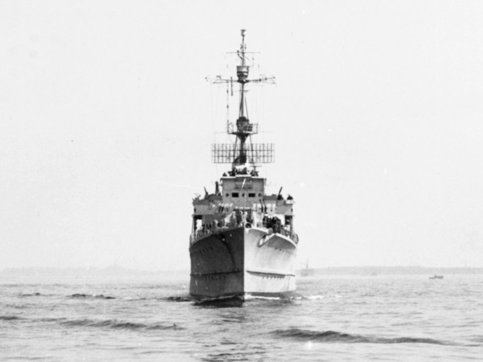 Bow view of German destroyer Z39 on 7 September 1945