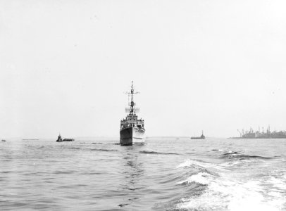 Bow view of former German destroyer Z39 on 7 September 1945