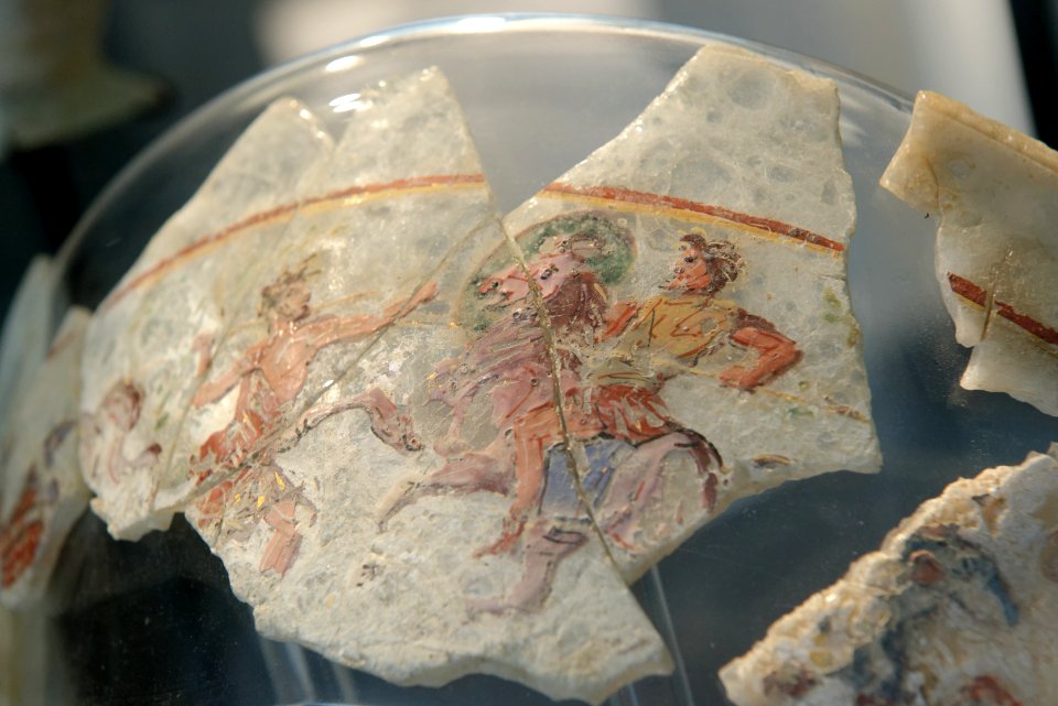 Bowl fragments with combat scenes Begram Hoard Guimet MG19017-19019