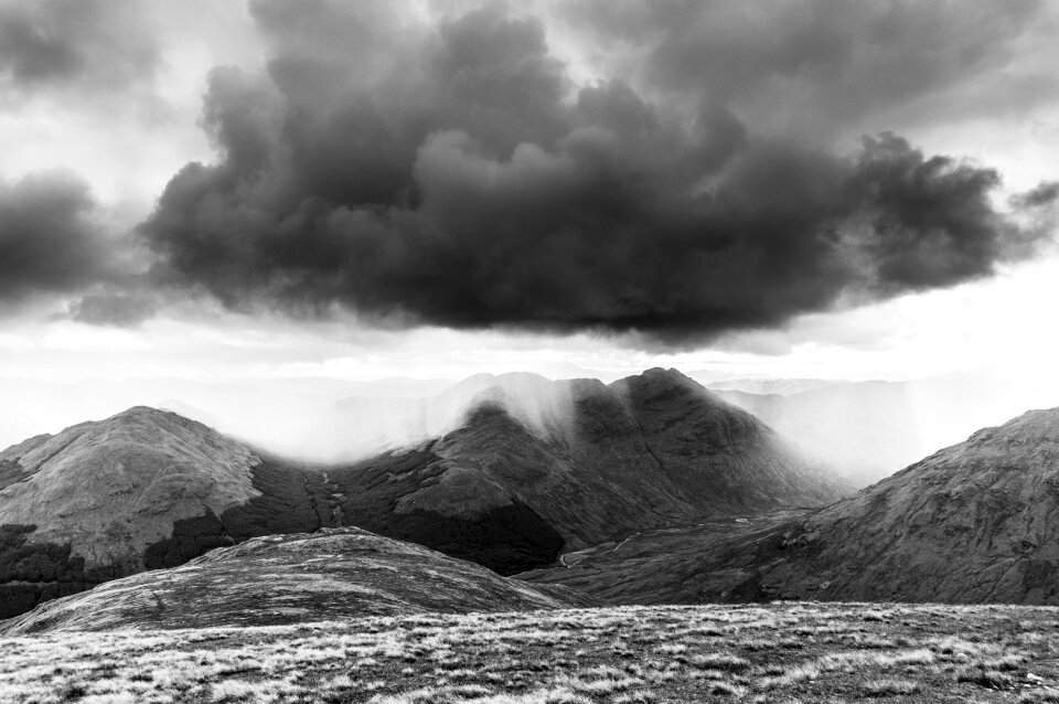 Valley cloudy sky