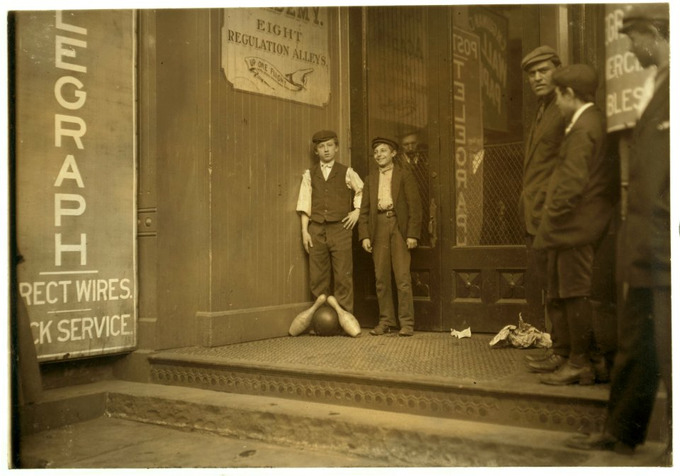 Bowling alley boys, New Haven, Conn. Many of these work until late at night. LOC nclc.03263