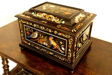 Box, Florence, 17th century AD, ebony and pietre dure - Museo Nacional de Artes Decorativas - Madrid, Spain - DSC07959 photo