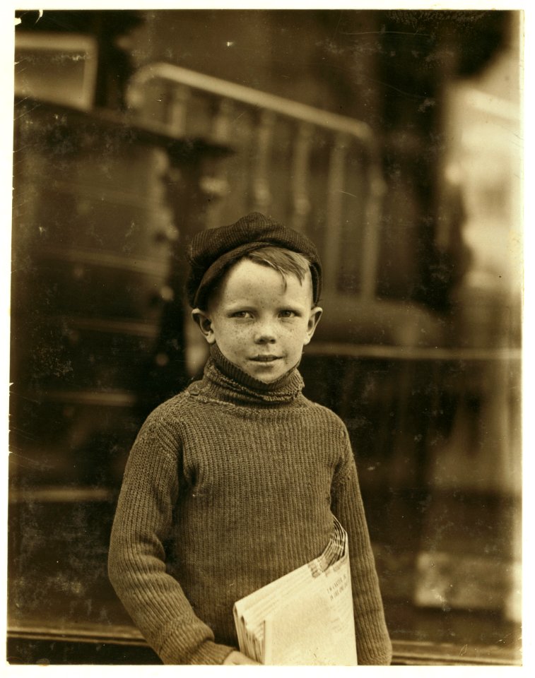 Boy named Gurley. An eight year old newsie. 18th & Washington Sts. LOC cph.3a01145