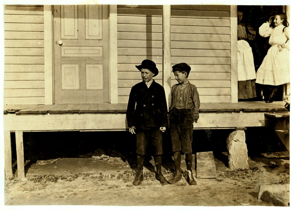 Boy on right Charlie Burton-9 Ozark Mill. This anaemic(sic), hollow chested, stoop shouldered under-sized and weight, said-'Been in mill 6 or 7 years. 12 years old. Haint grown none for 5 LOC nclc.01372