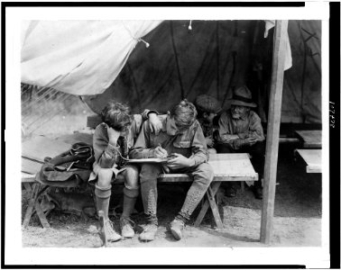 Boy Scouts at Hunter's Island. Writing to the folks at home LCCN93504605