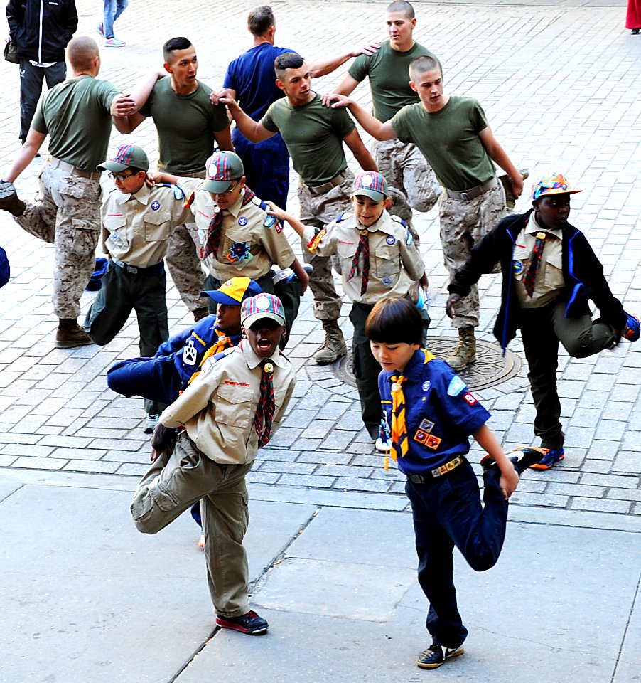 Boy Scouts of America PT and talk with members of the sea services during Fleet Week New York 2015 150523-N-CD297-075