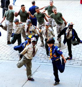 Boy Scouts of America PT and talk with members of the sea services during Fleet Week New York 2015 150523-N-CD297-075