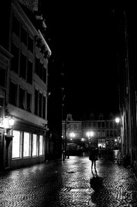 Night black and white lights photo
