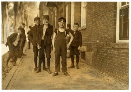 Boy with bare arms, Fred Normandin, 15 Bridge St., has been working in Amoskeag Mfg. Co., mill No. 1, Manchester, N.H. for several months. LOC cph.3b16900