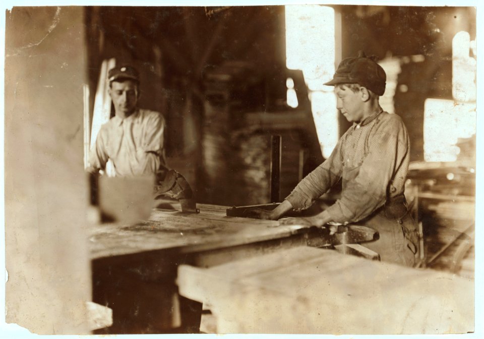 Boy Working at the Saw, N. Y. Dimension Supply Co., Evansville , Ind. LOC nclc.04470