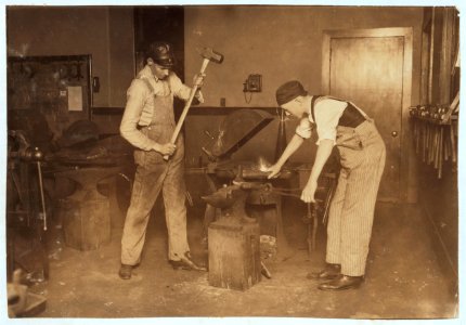 Boys working at forging. Oklahoma City High School. LOC cph.3b08800