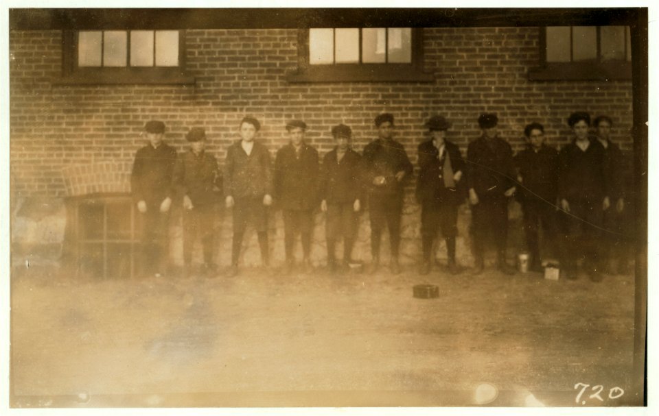 Boys working in Chace Cotton Mill, Burlington, Vt. (see photo and label -730). LOC nclc.01710