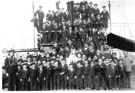 Boys of kindergarten ship Caracciolo in uniform