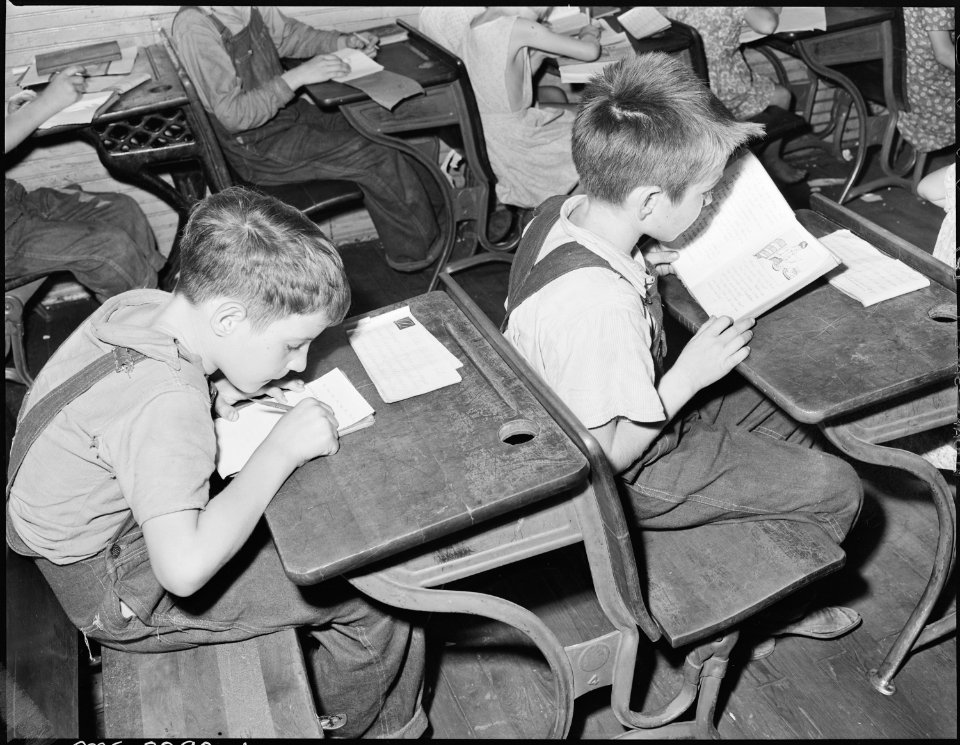 Boys of miners in the first grade. Kentucky Straight Creek Coal Company, Belva Mine, abandoned after explosion (in)... - NARA - 541225