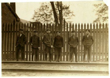 Boys working in Great Falls Mfg. Co., Somersworth, N.H. Alcide Turcotte, 15 1-2 Union Street. Albert Beaupre, 1 Kings Lane. Edgar Routher, 65 Union Street. Peter Gague, 165 Main St. One of LOC nclc.01764