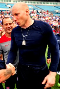Brad Guzan USMNT shaking hands (cropped)
