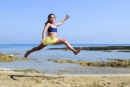 Summer jumping running photo
