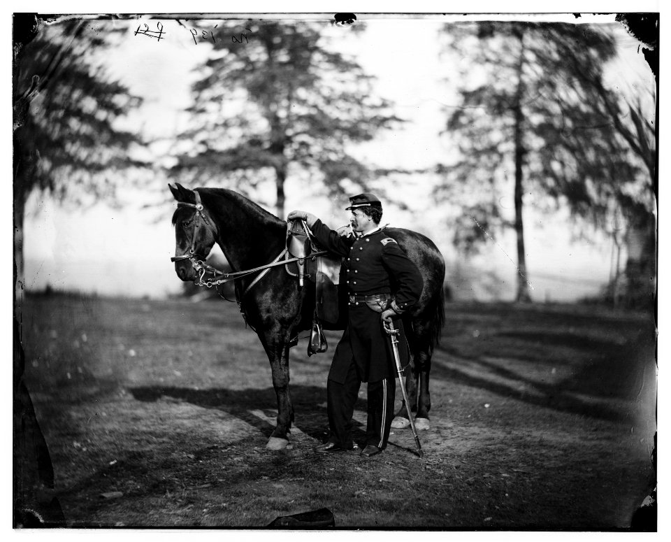 Brandy Station, Va. Lt. Col. Orson H. Hart, A.A.G. of 3d Corps, and horse LOC cwpb.03877