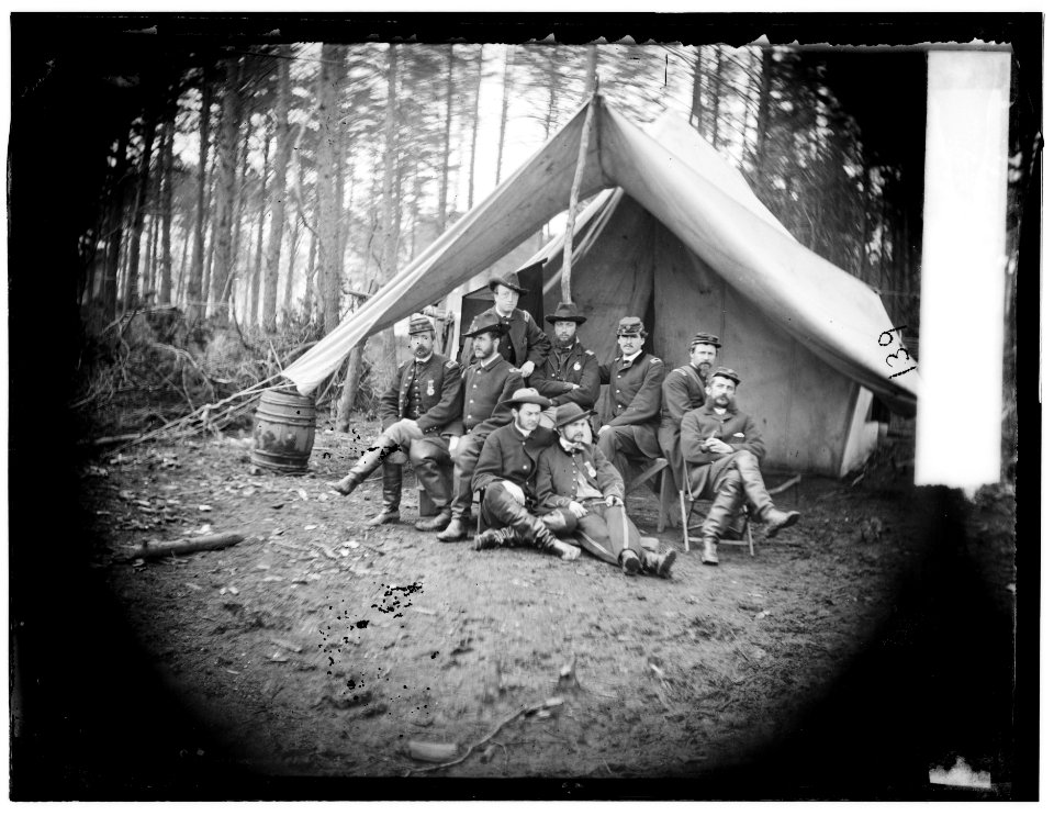 Brandy Station, Virginia. Major William Riddle and friends. Headquarters, Army of the Potomac LOC cwpb.00733