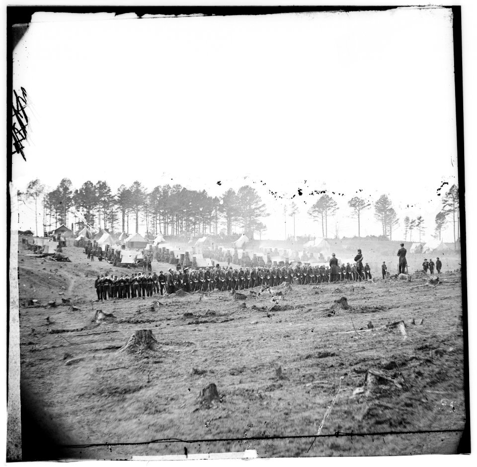 Brandy Station, Virginia. Headquarters, Army of the Potomac. Company of Zouaves in foreground LOC cwpb.00727