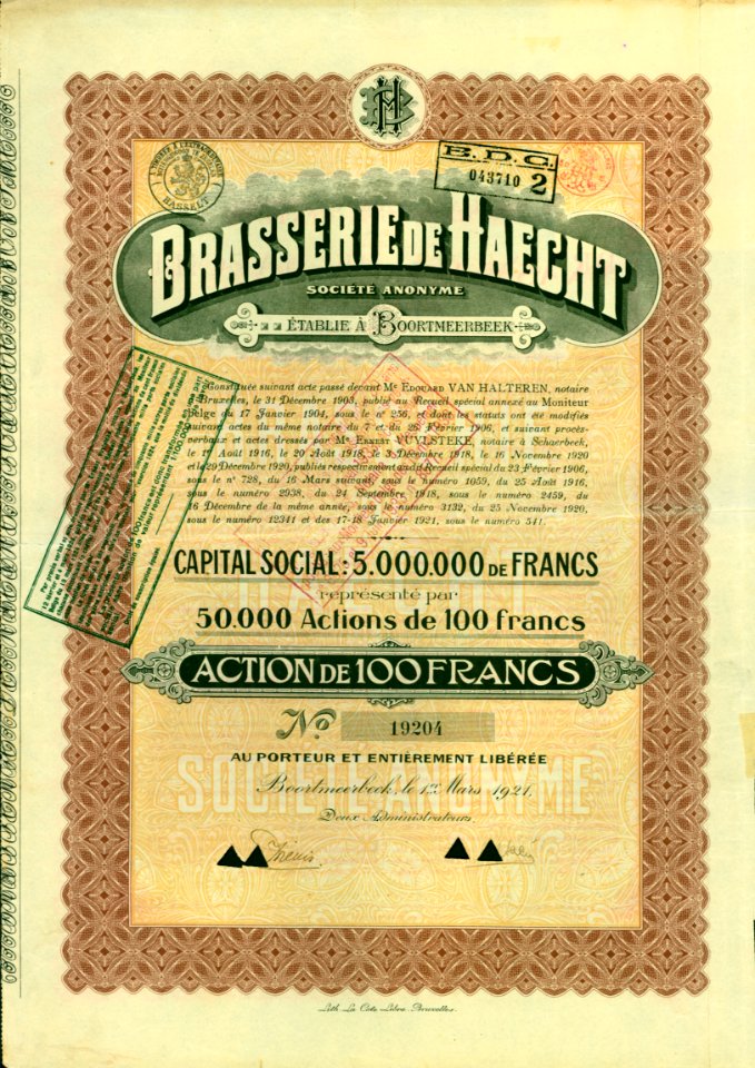 Brasserie de Haecht 1921