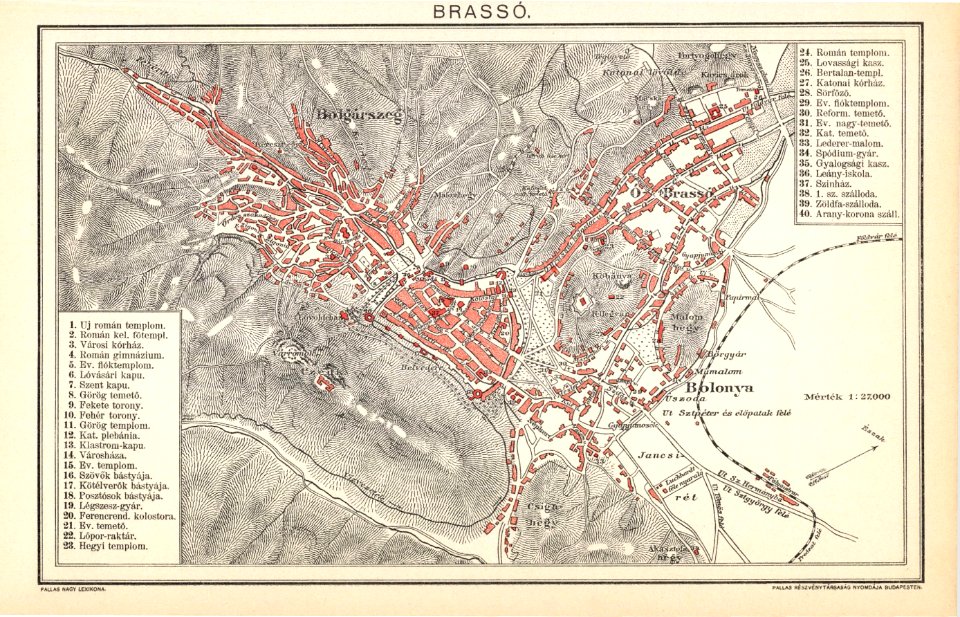 Brassó város térképe, Trianon előtt