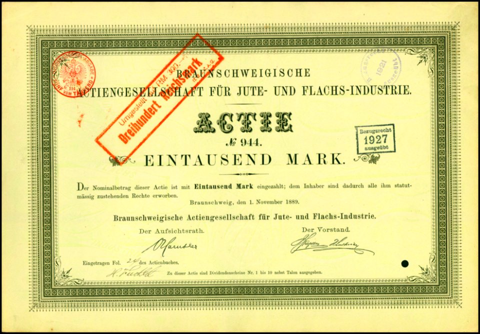 Braunschweiger AG für Jute- und Flachs-Industrie 1889