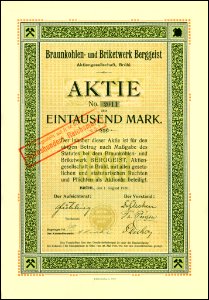 Braunkohlen- und Briketwerk Berggeist 1920