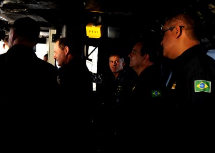 Brazilian VIPs tour USS America 140804-N-CC789-121