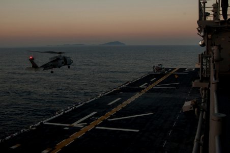 Brazilian helicopters conduct deck landing qualifications aboard PCU America 140804-N-LQ799-115