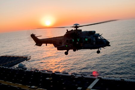 Brazilian helicopters conduct deck landing qualifications aboard PCU America 140804-N-LQ799-090