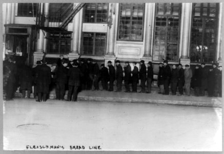 Bread lines - Bowery men waiting on Fleischman's Bread Line LCCN2002717991