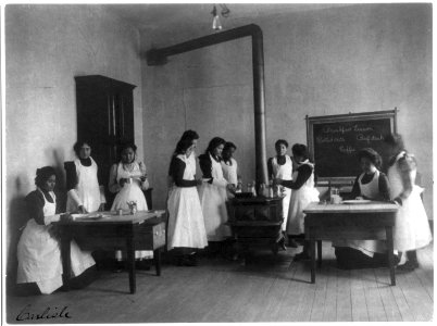 Breakfast lesson in home economics class for women. Carlisle Indian School, Pa. LCCN2004676524