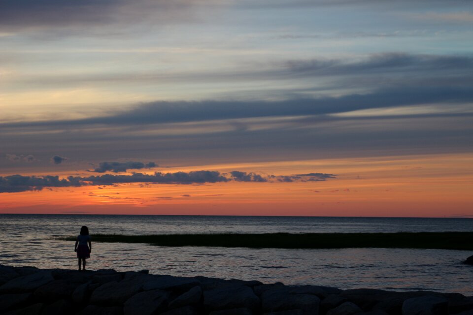 Sunset girl beach