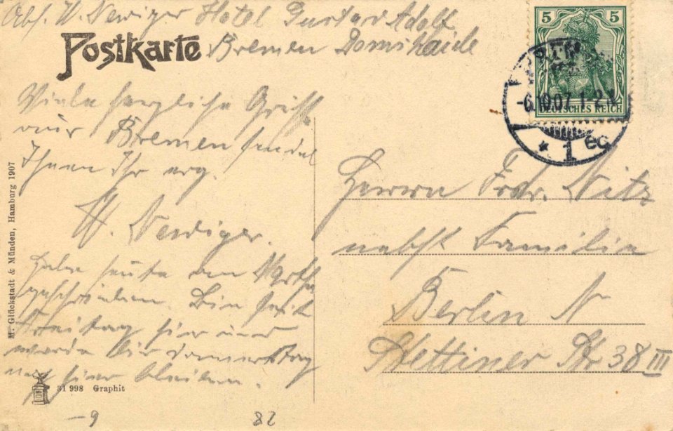 Bremen, Bremen - Gustav-Adolf-Denkmal (back) (Zeno Ansichtskarten)