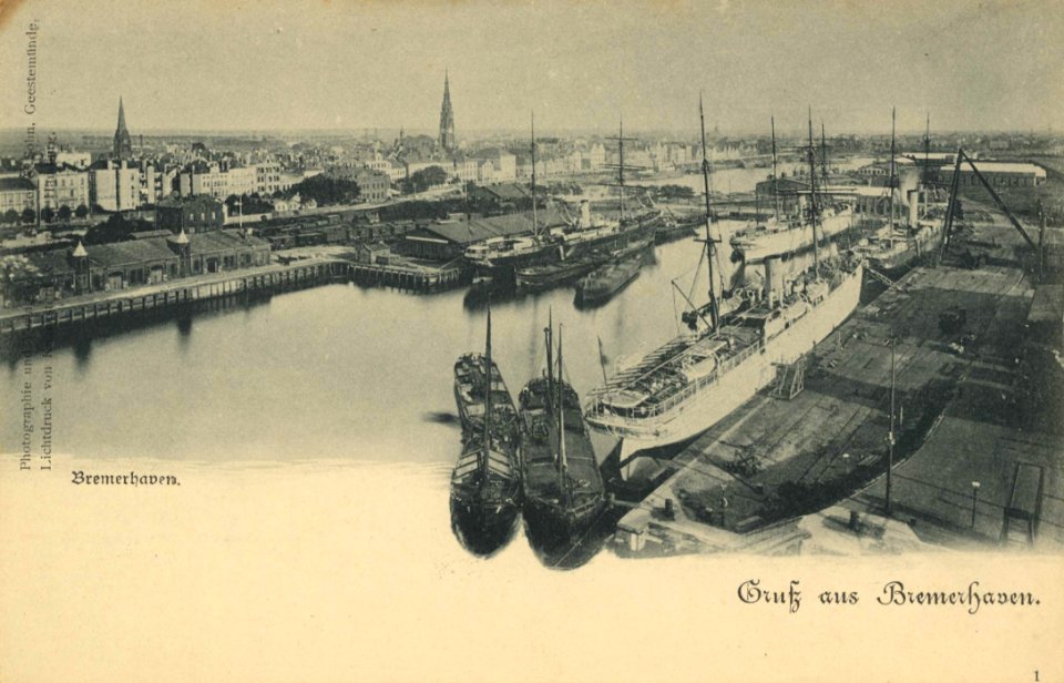Bremerhaven, Bremen - Stadtansicht mit Hafen (2) (Zeno Ansichtskarten)